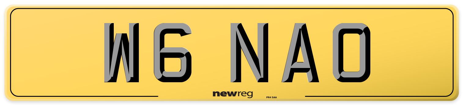 W6 NAO Rear Number Plate