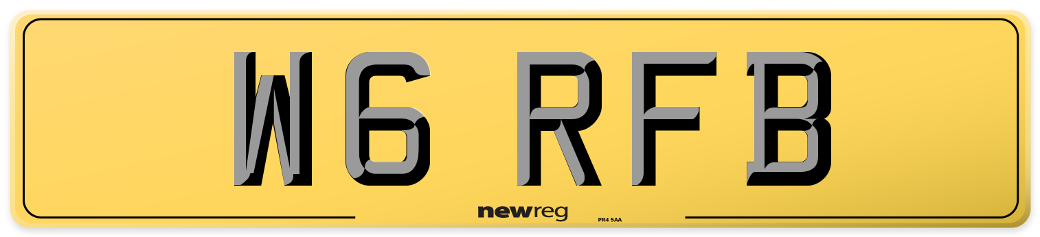 W6 RFB Rear Number Plate
