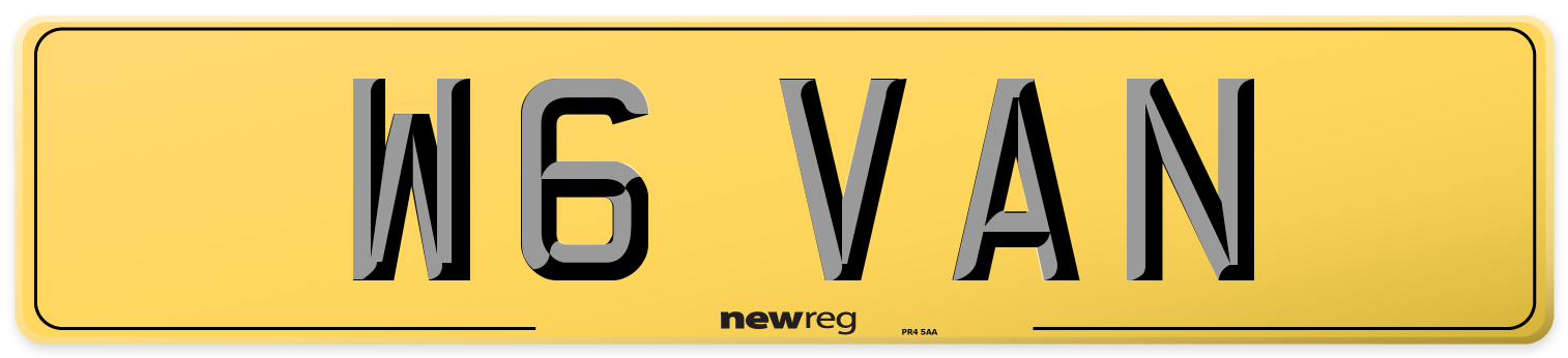 W6 VAN Rear Number Plate