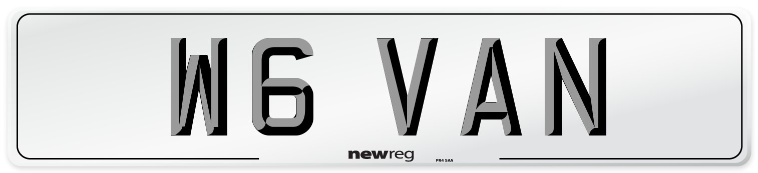 W6 VAN Front Number Plate