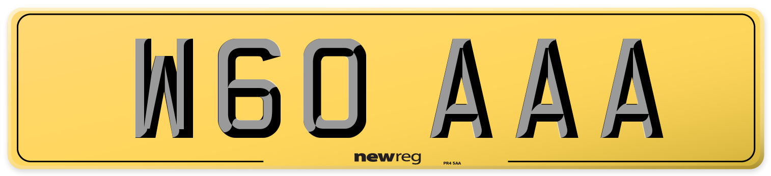 W60 AAA Rear Number Plate