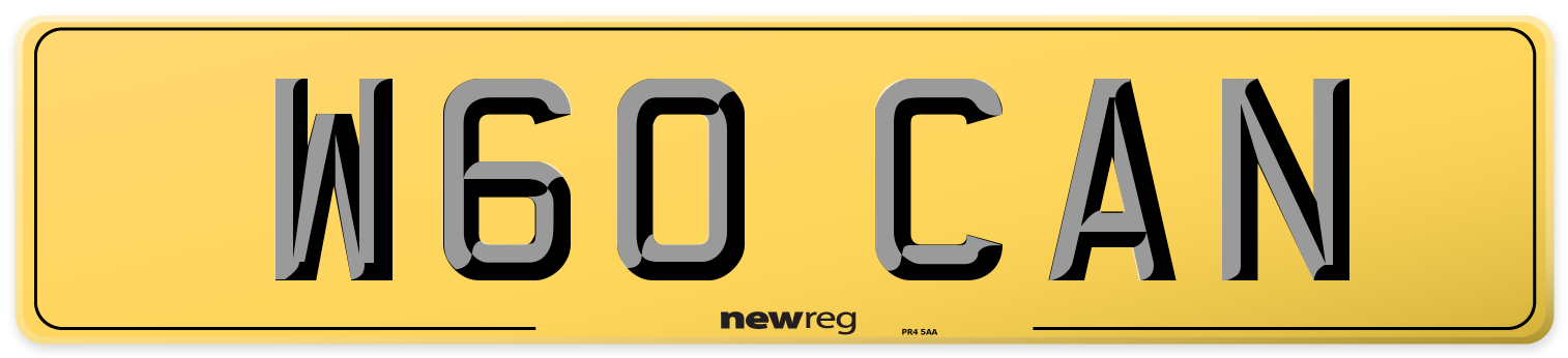 W60 CAN Rear Number Plate