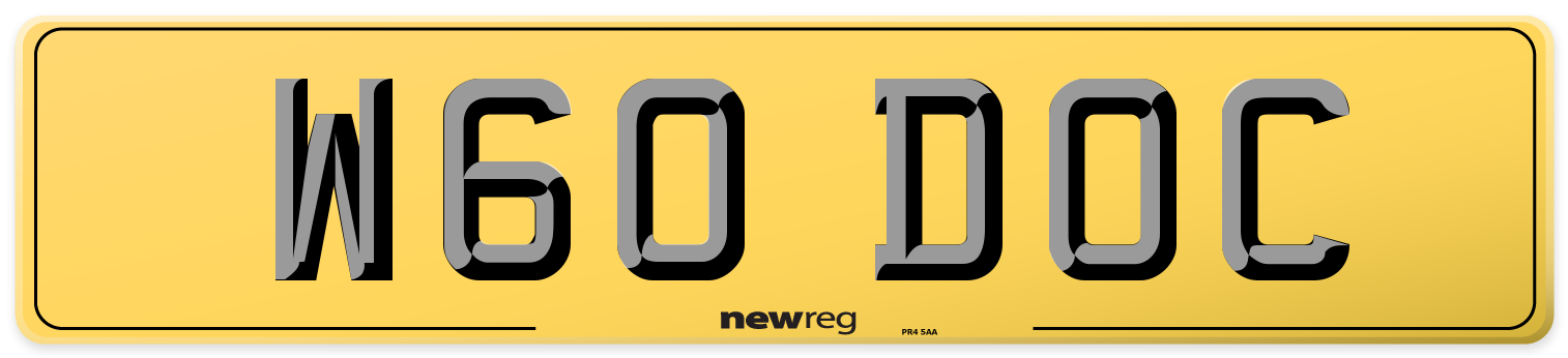 W60 DOC Rear Number Plate