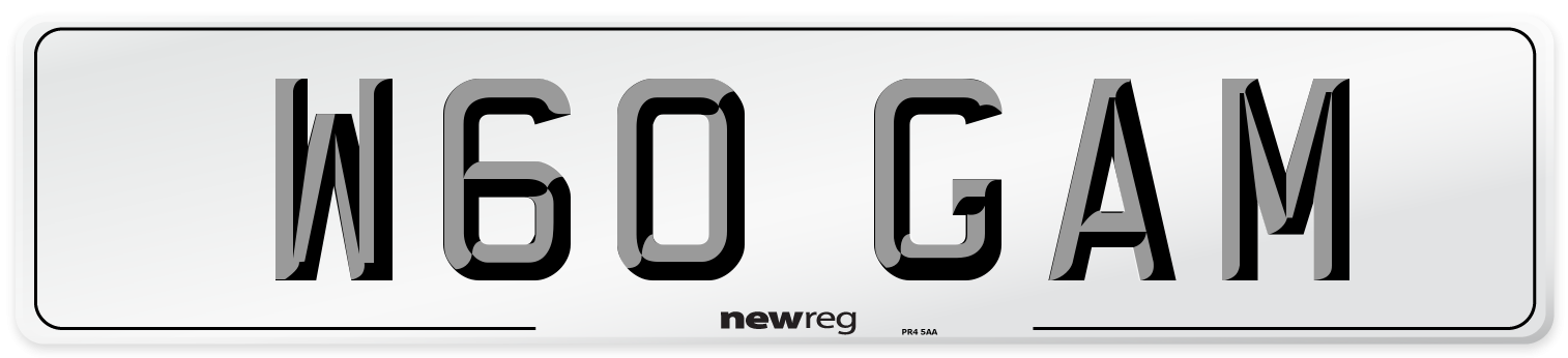 W60 GAM Front Number Plate