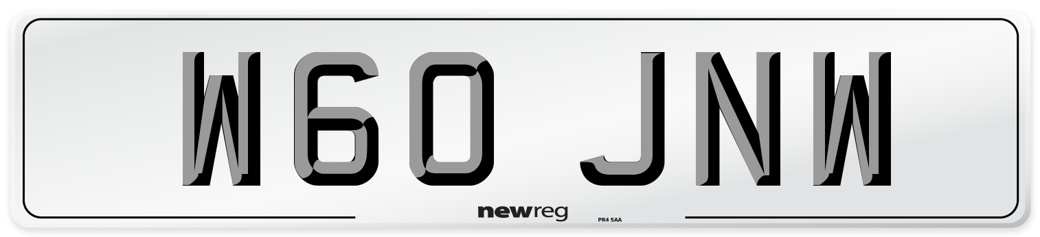 W60 JNW Front Number Plate
