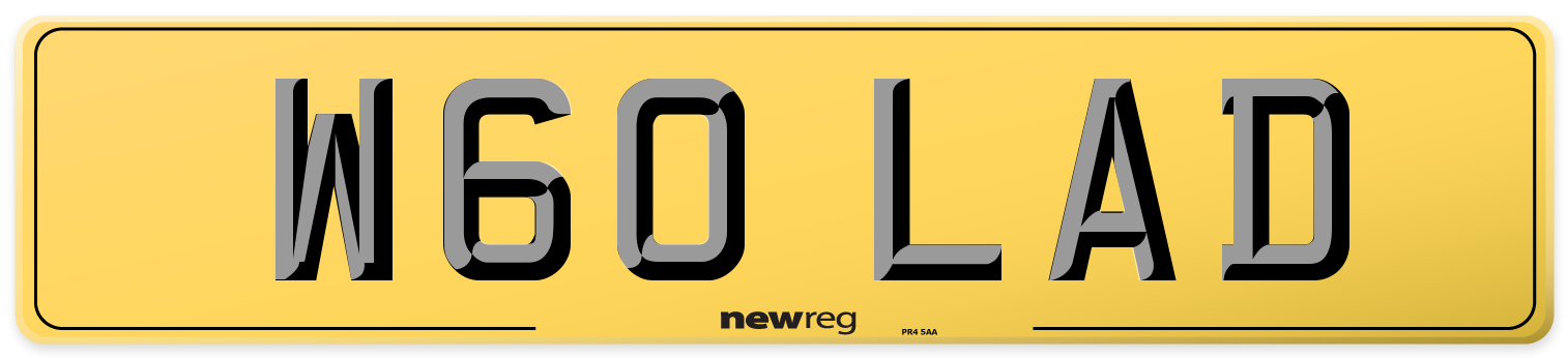 W60 LAD Rear Number Plate