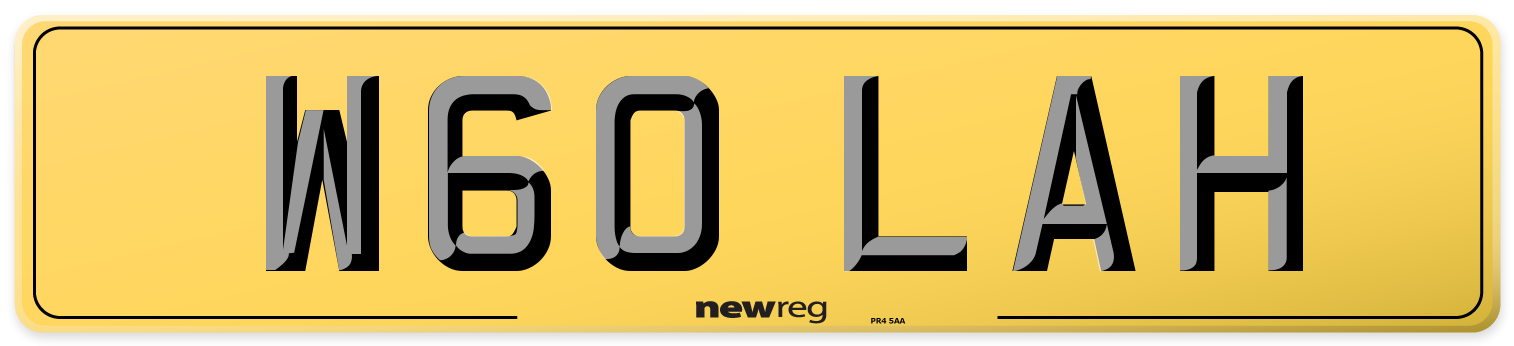 W60 LAH Rear Number Plate
