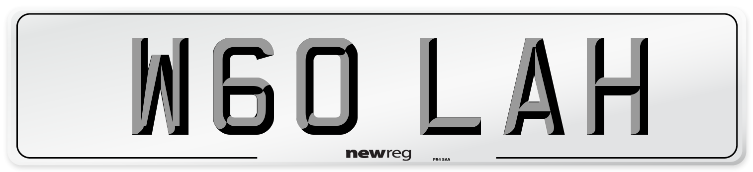 W60 LAH Front Number Plate