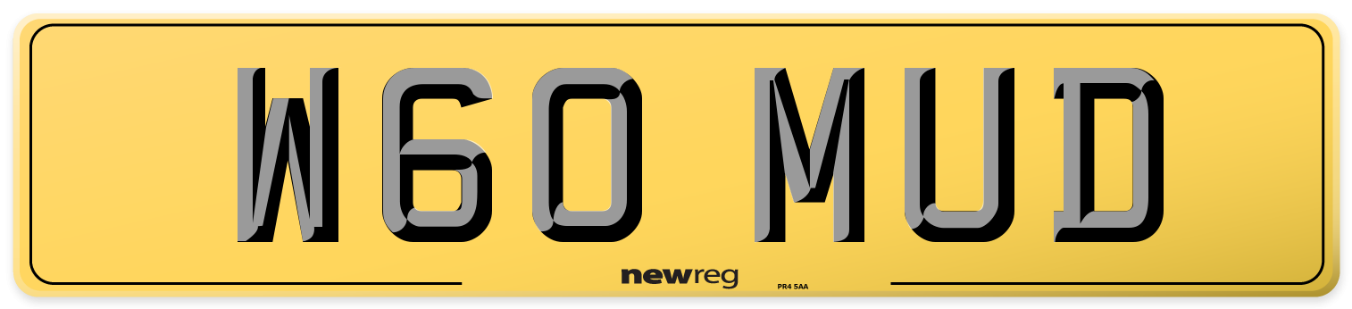 W60 MUD Rear Number Plate