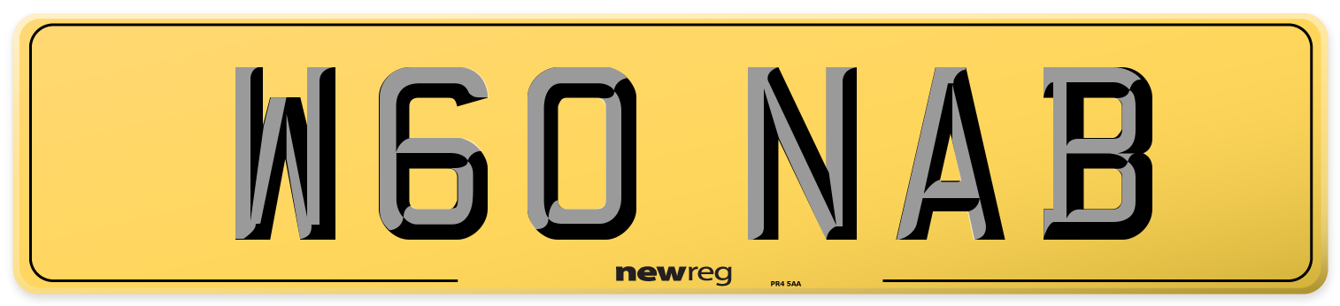 W60 NAB Rear Number Plate
