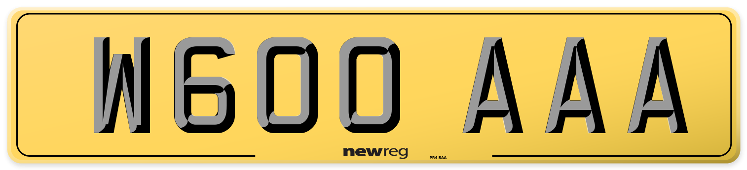 W600 AAA Rear Number Plate