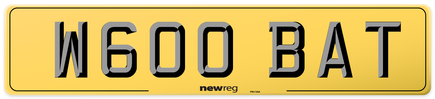 W600 BAT Rear Number Plate