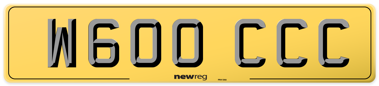 W600 CCC Rear Number Plate