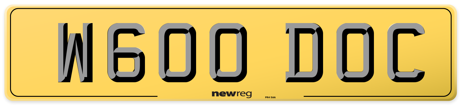 W600 DOC Rear Number Plate