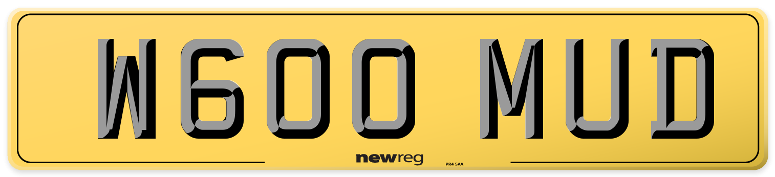 W600 MUD Rear Number Plate