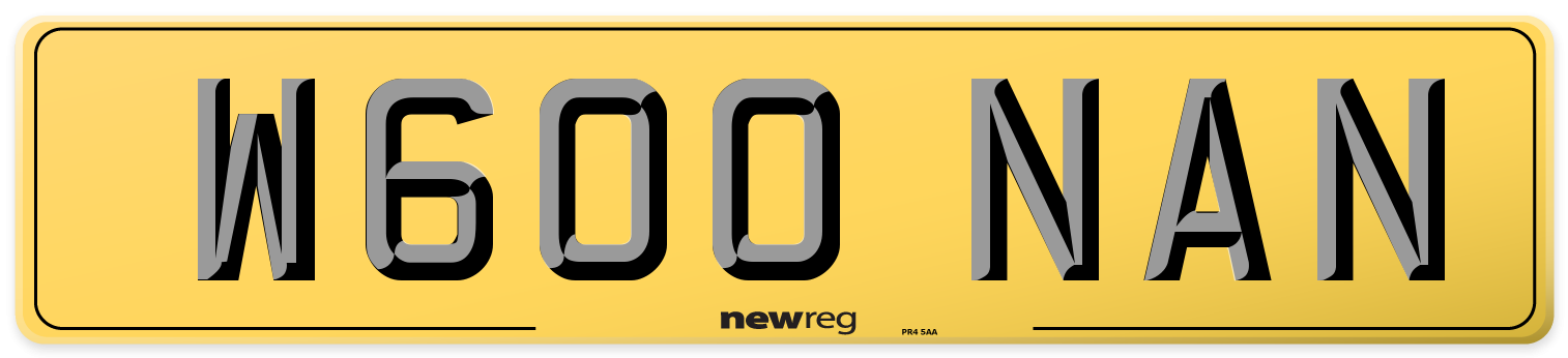 W600 NAN Rear Number Plate