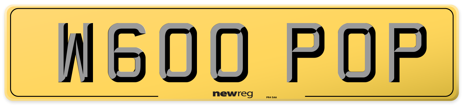 W600 POP Rear Number Plate