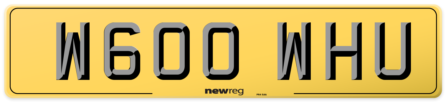 W600 WHU Rear Number Plate