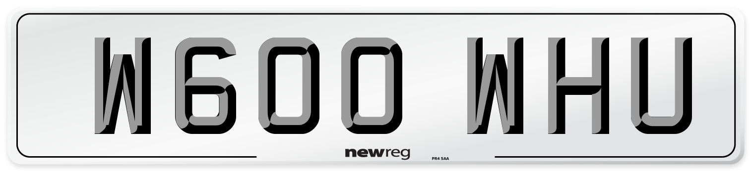 W600 WHU Front Number Plate