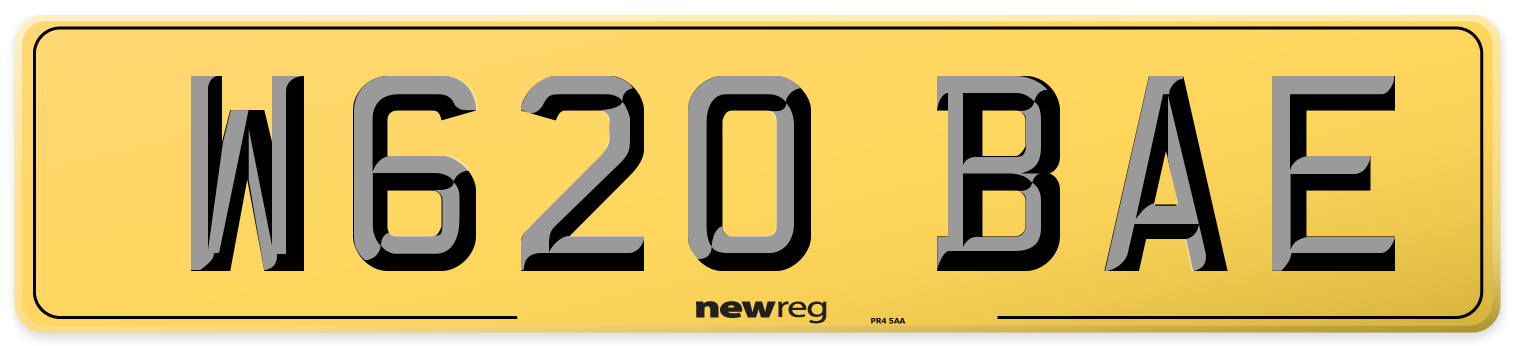 W620 BAE Rear Number Plate