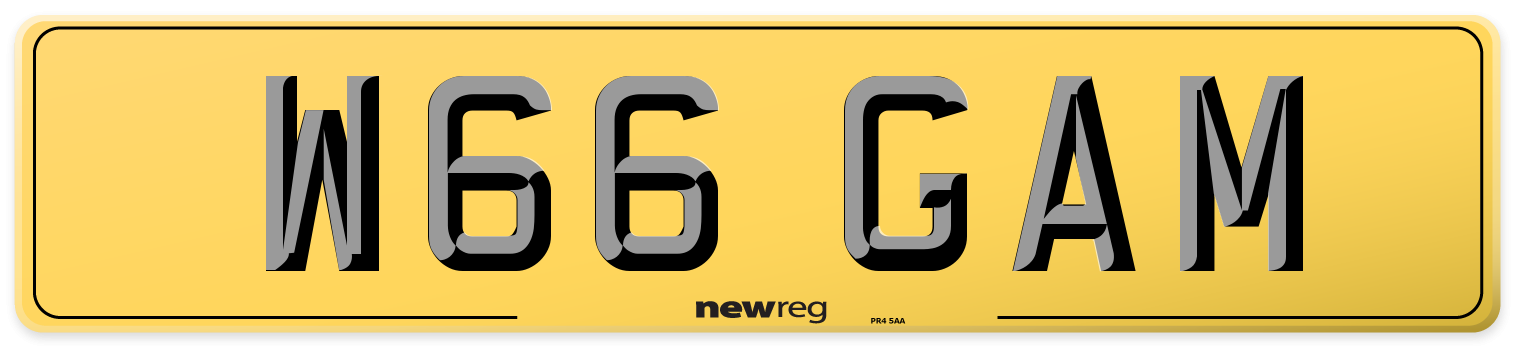 W66 GAM Rear Number Plate