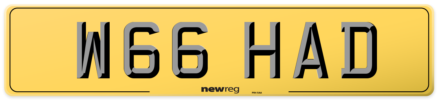 W66 HAD Rear Number Plate