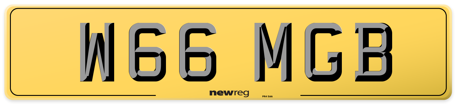 W66 MGB Rear Number Plate