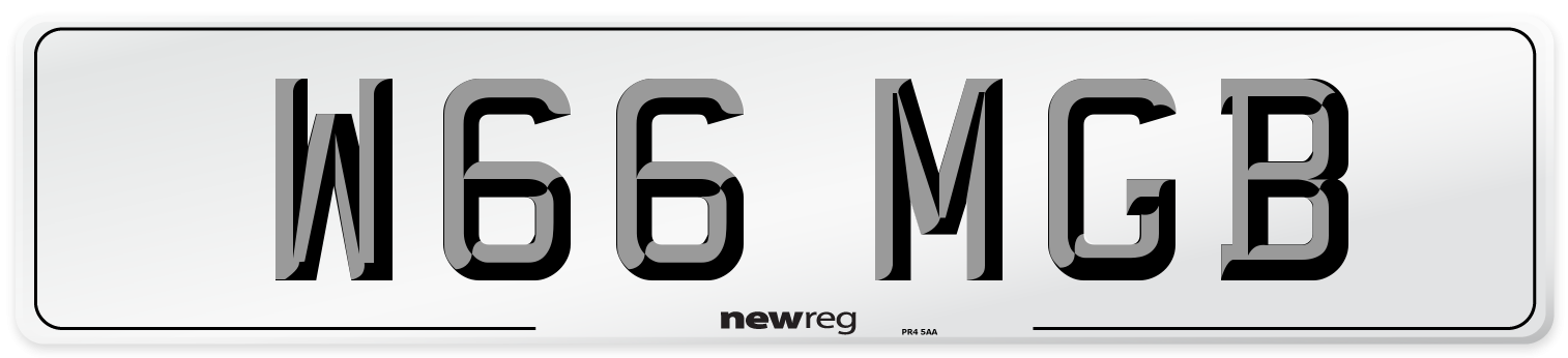W66 MGB Front Number Plate