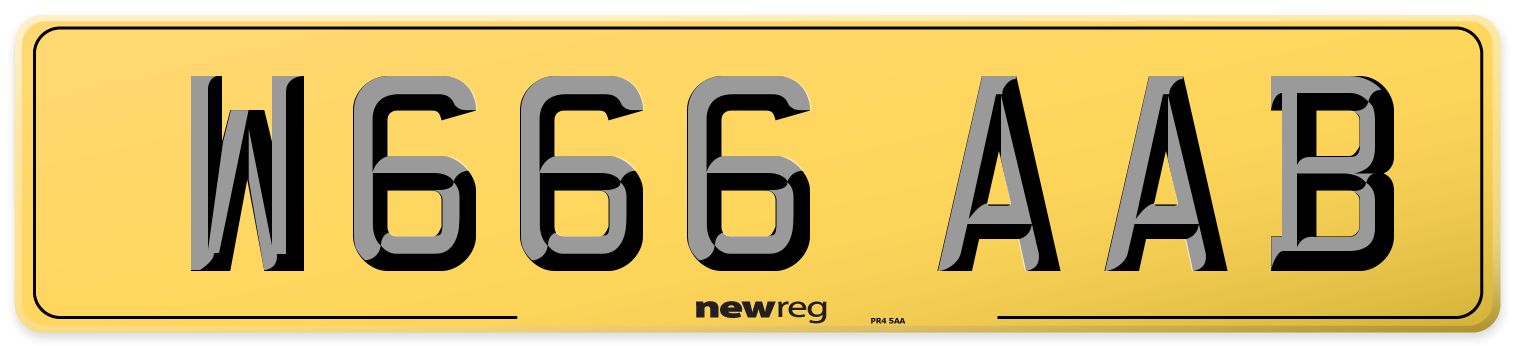 W666 AAB Rear Number Plate