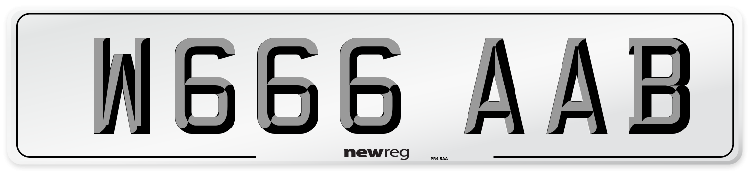 W666 AAB Front Number Plate
