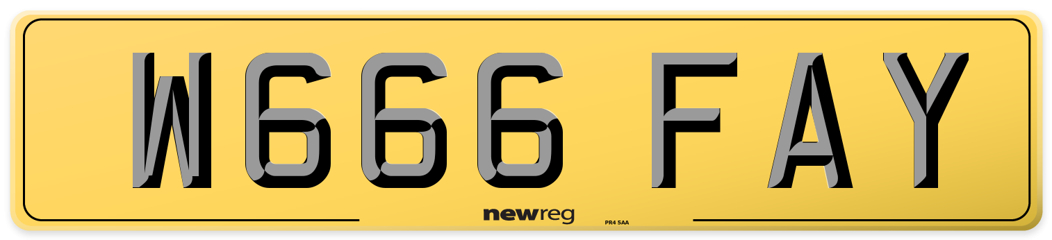 W666 FAY Rear Number Plate