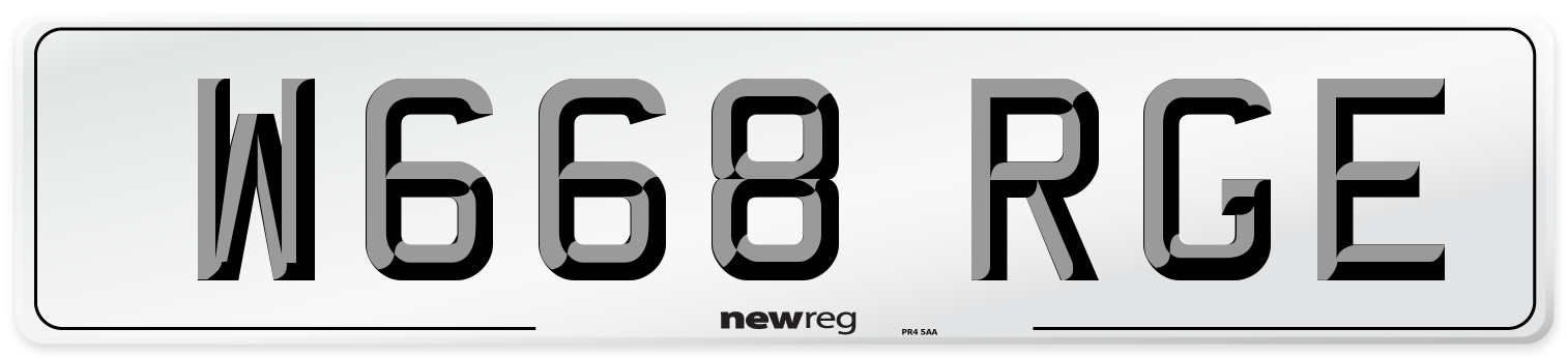 W668 RGE Front Number Plate
