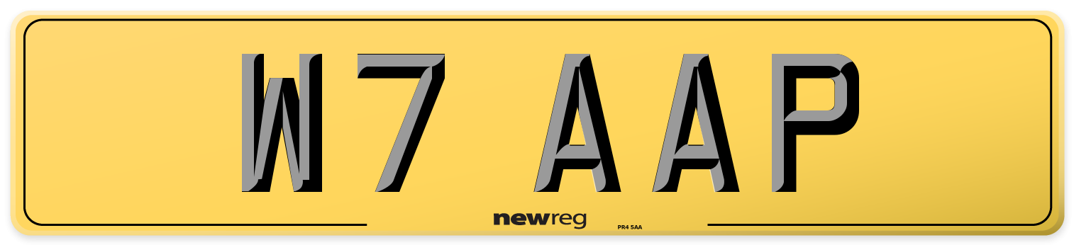 W7 AAP Rear Number Plate