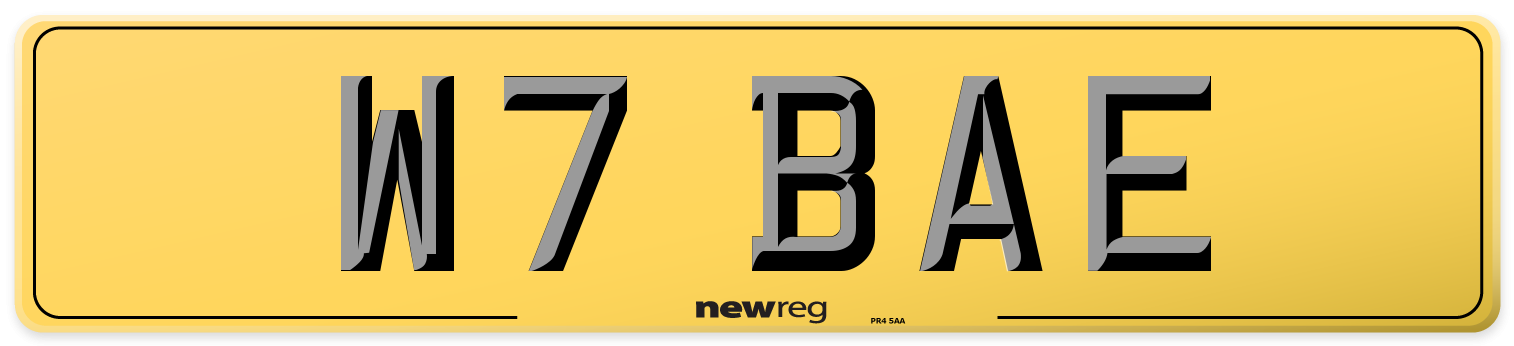 W7 BAE Rear Number Plate