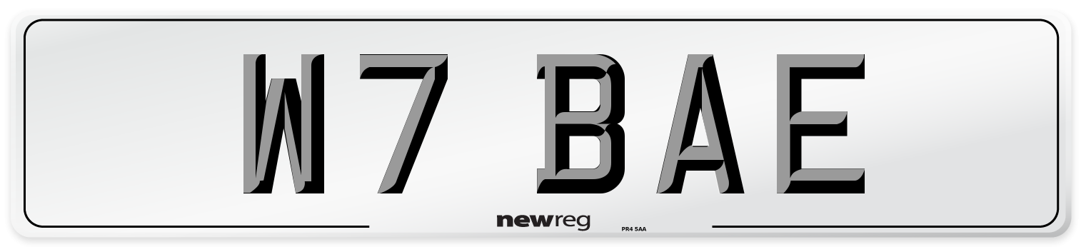W7 BAE Front Number Plate