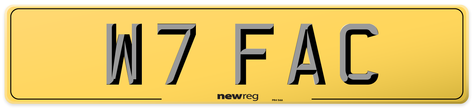 W7 FAC Rear Number Plate