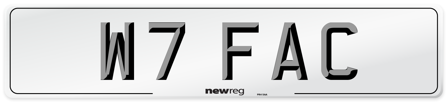 W7 FAC Front Number Plate