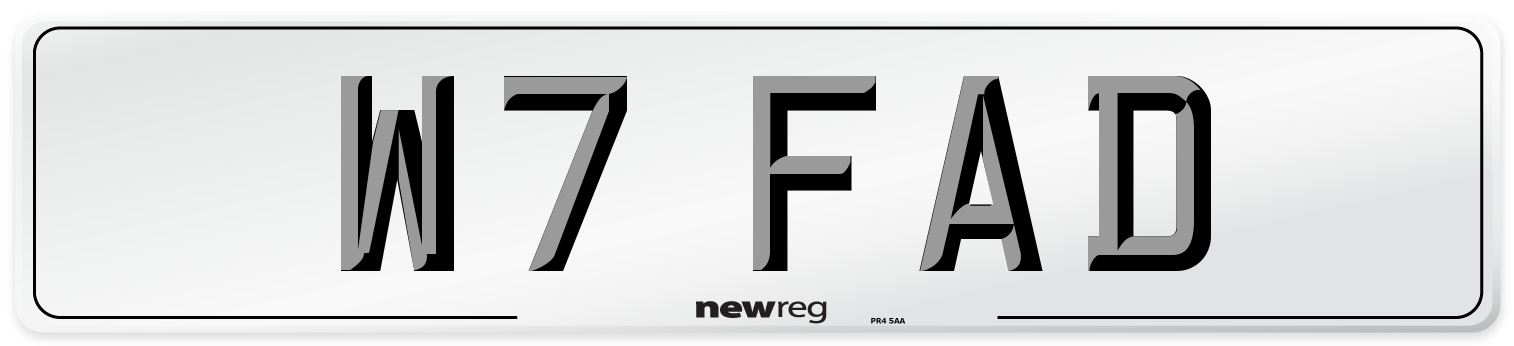 W7 FAD Front Number Plate