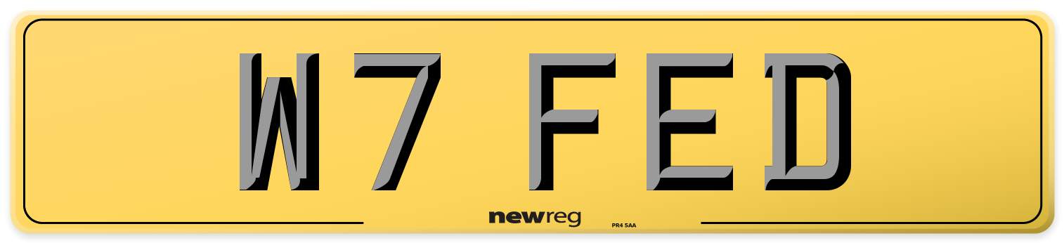 W7 FED Rear Number Plate