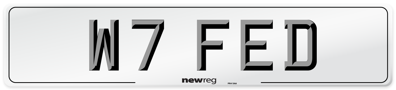 W7 FED Front Number Plate