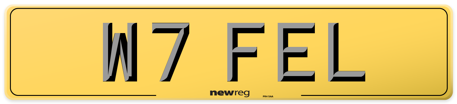 W7 FEL Rear Number Plate