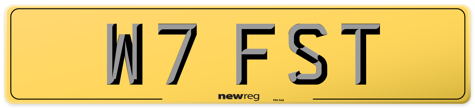 W7 FST Rear Number Plate