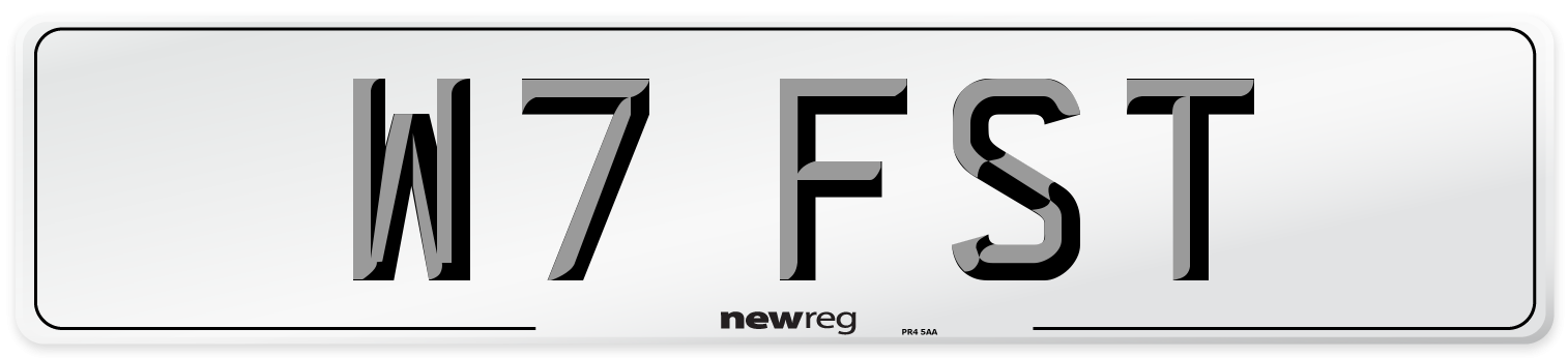 W7 FST Front Number Plate