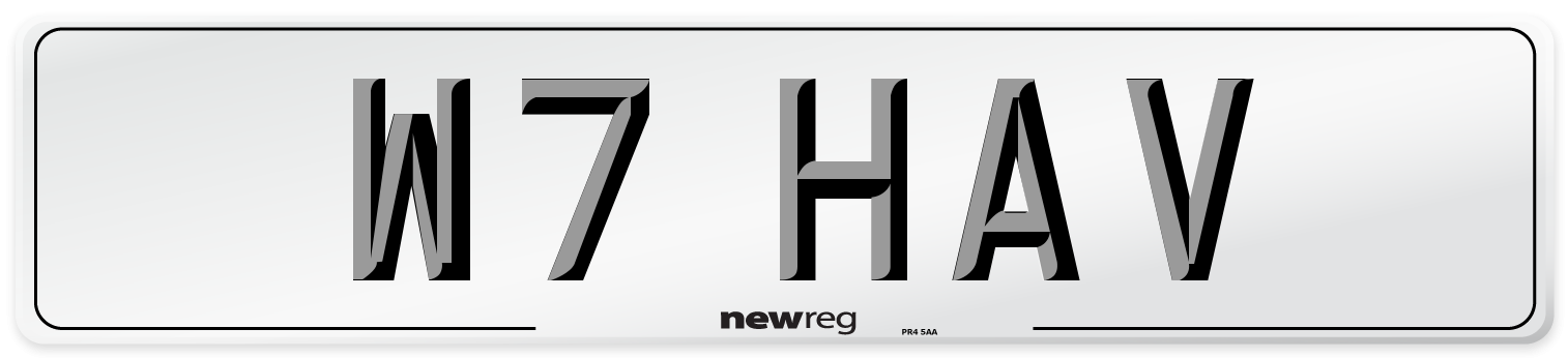 W7 HAV Front Number Plate