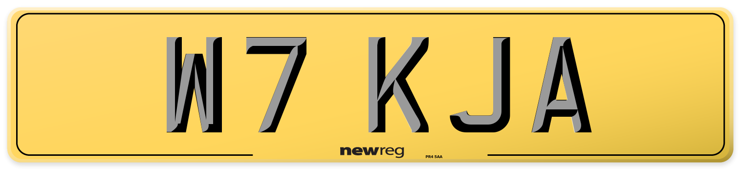 W7 KJA Rear Number Plate