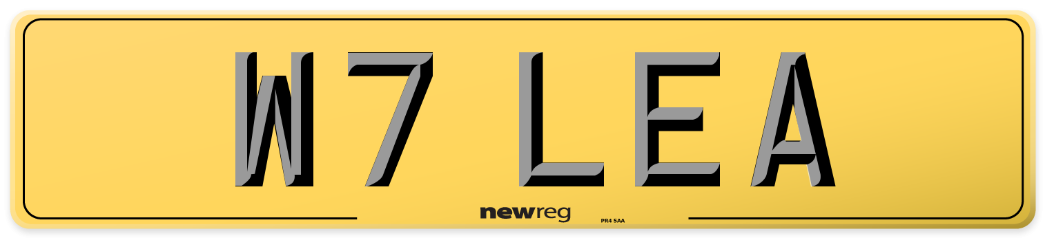 W7 LEA Rear Number Plate