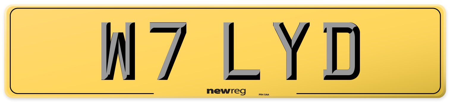 W7 LYD Rear Number Plate