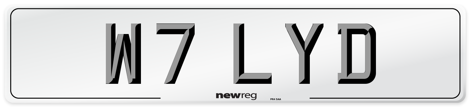 W7 LYD Front Number Plate
