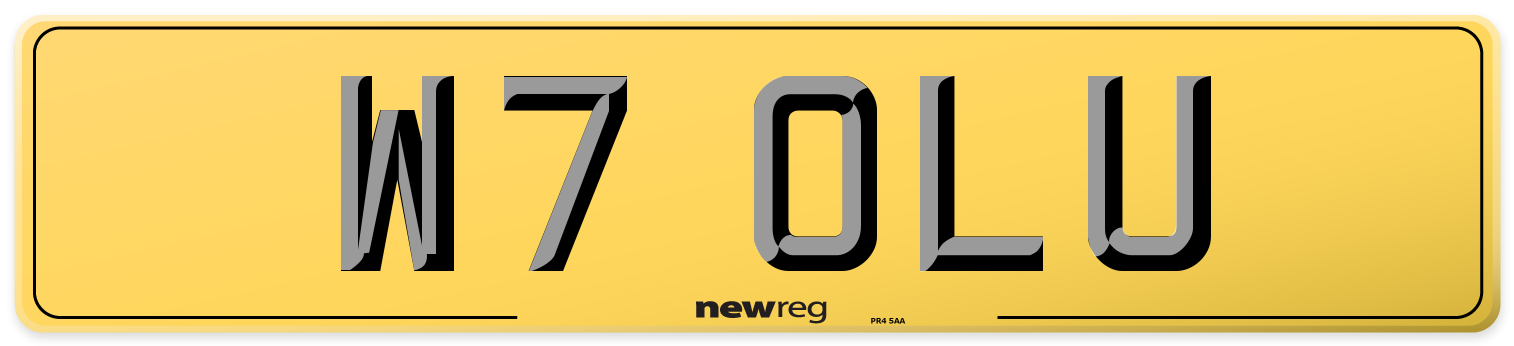 W7 OLU Rear Number Plate
