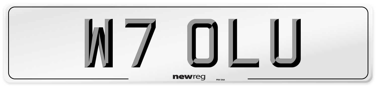 W7 OLU Front Number Plate